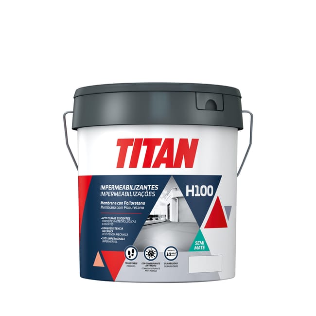 IMPERMEABILIZANTE MEMBRANA DE POLIURETANO TITAN HW 4L ROJO TEJA - 1