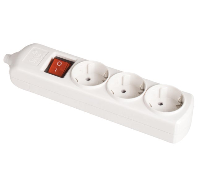 BASE MULTIPLE 3 TOMAS CON INTERRUPTOR SIN CABLE