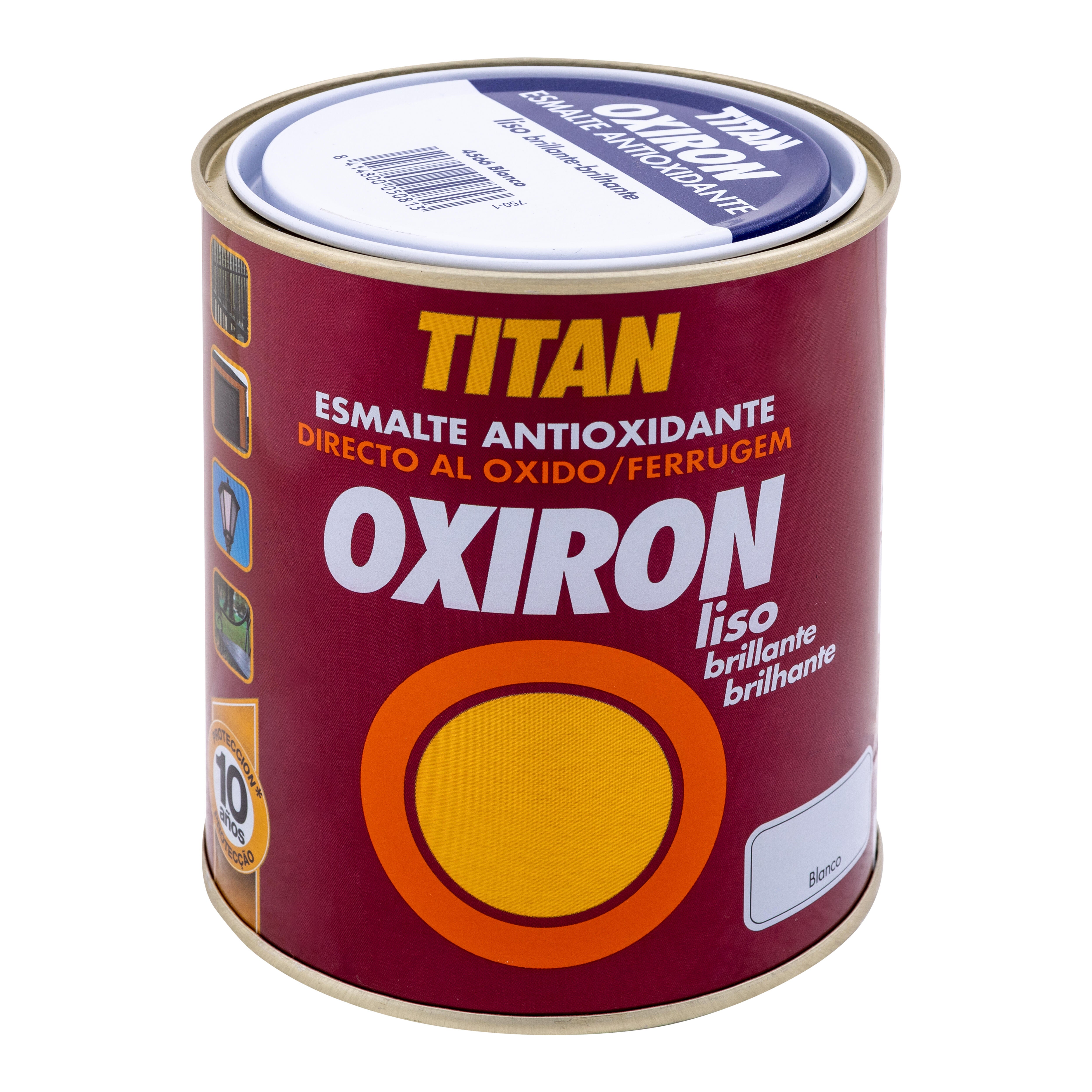 ESMALTE SINTÉTICO ANTIOXIDANTE BRILLANTE OXIRON LISO 750ML BLANCO | Obramat