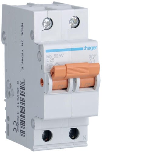 AUTOMATICO 1P+N 2 MODULOS 25A MANETA NARANJA HAGER - 1