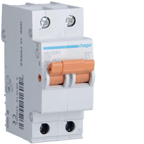 AUTOMATICO 1P+N 2 MODULOS 25A MANETA NARANJA HAGER