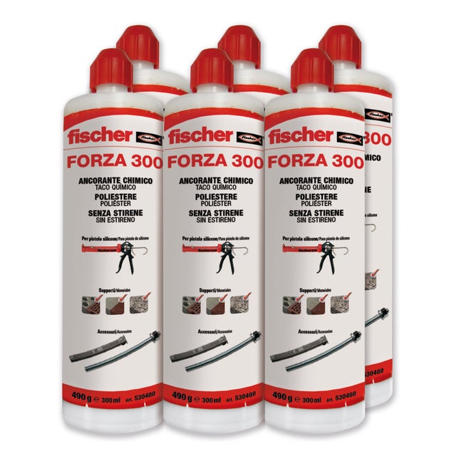ANCLAJE QUIMICO POLIESTER SIN ESTIRENO FORZA 300 ML  6 UDS FISCHER