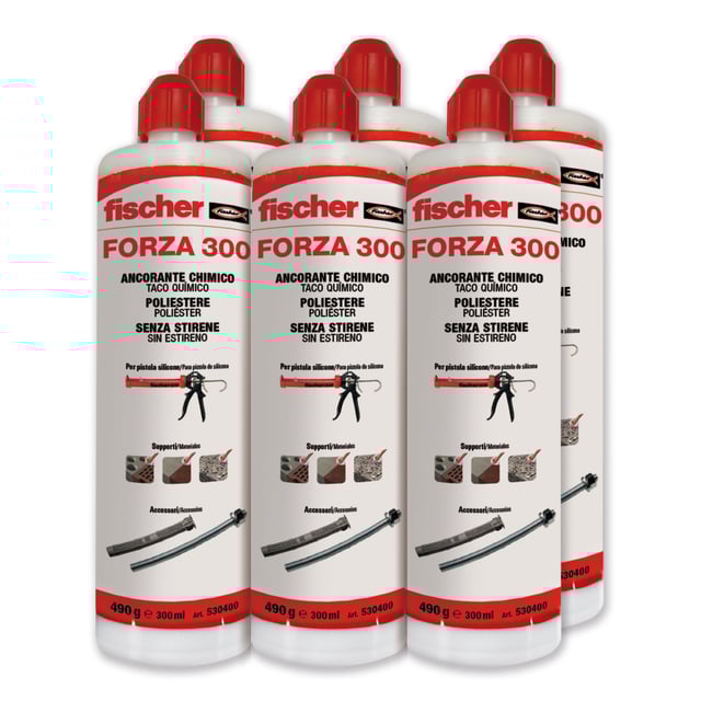 ANCLAJE QUIMICO POLIESTER SIN ESTIRENO FORZA 300 ML  6 UDS FISCHER