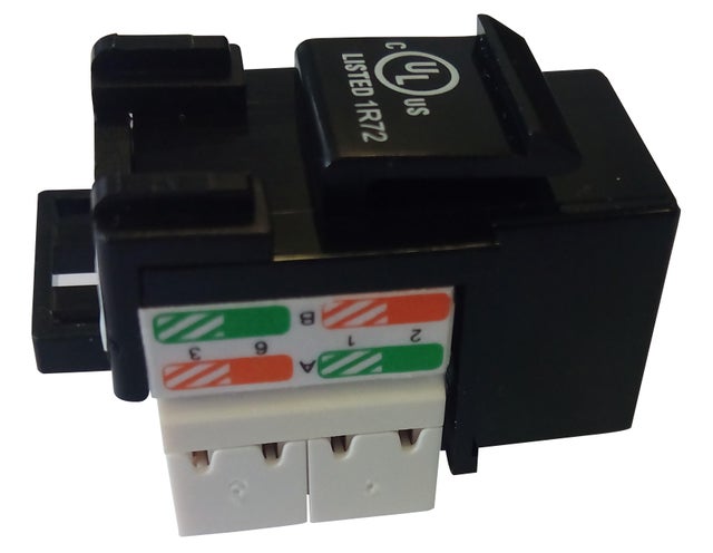 CONECTOR RJ45 HEMBRA CATEGORIA 6 UTP NEGRO