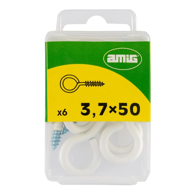 HEMBRILLA CERRADA ACERO PINTADA BLANCA 3.7 X 50  MM. 6 UDS