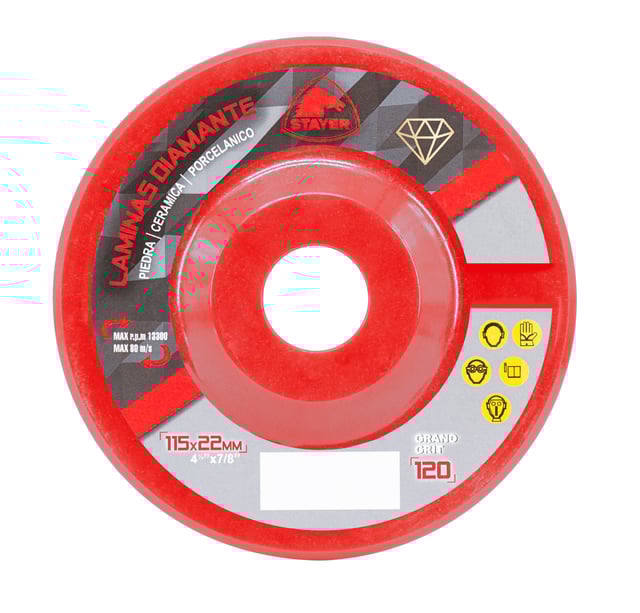 DISCO MIL HOJAS DIAMANTADO PORCELÁNICO 115MM GRANO 120 STAYER
