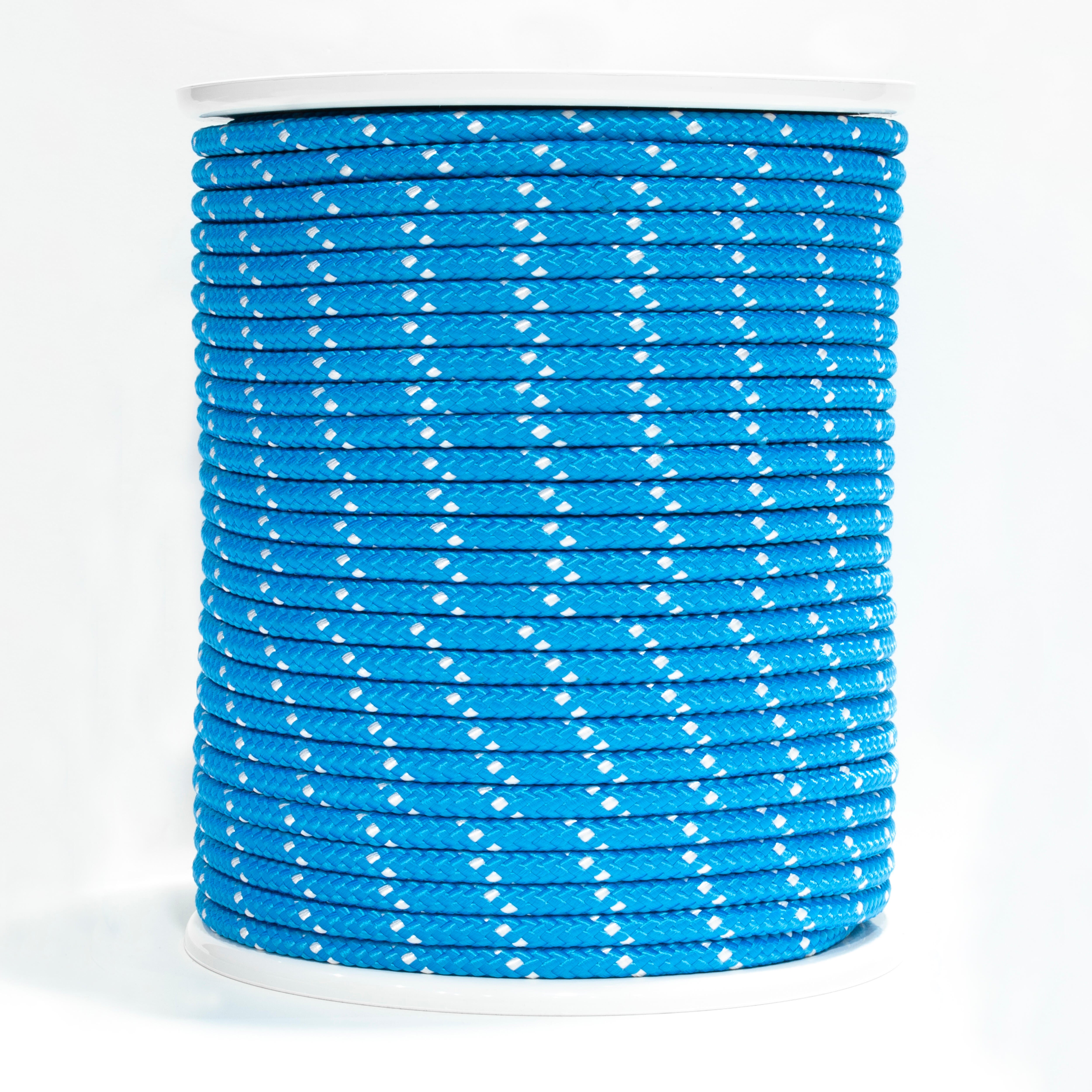 CUERDA POLIESTER TRENZADA CON ALMA 12MM. 1M AZUL CON PINTAS BLANCAS ROMBULL - 3