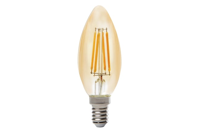 BOMBILLA LED VELA AMBAR E14 470LM 4W LUZ CALIDA