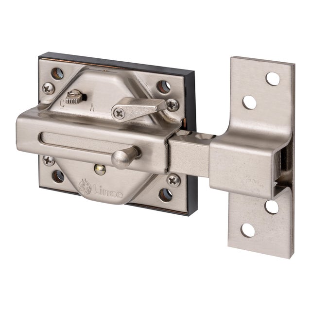 CERROJO PUERTA DE SEGURIDAD ANTIBUMPING INTERIOR Y EXTERIOR CROMADO 5 LLAVES LINCE