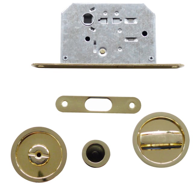 CONJUNTO PUERTA CORREDERA PICAPORTE  CANTO REDONDO LATONADO - 1