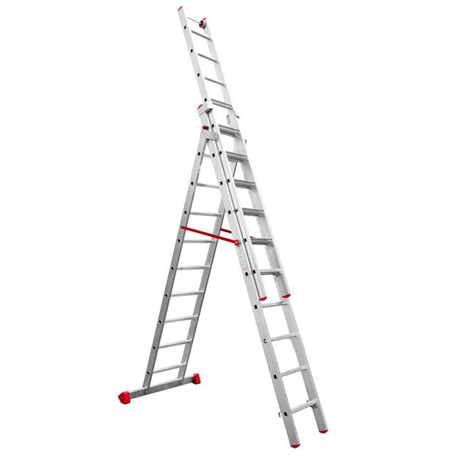ESCALERA METÁLICA TRANSFORMABLE DE ALUMINIO 9+10+10 PELDAÑOS