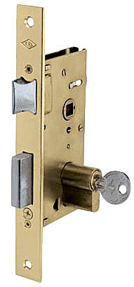 CERRADURA EMBUTIR PARA PUERTA DE MADERA MOD: 1960.60.2 LATONADO CVL