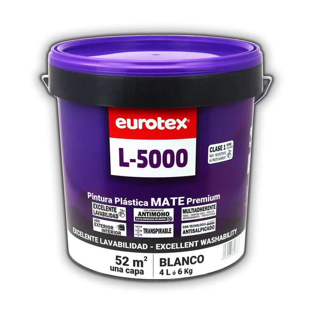PINTURA PLASTICA BLANCA MATE 4L L5000
