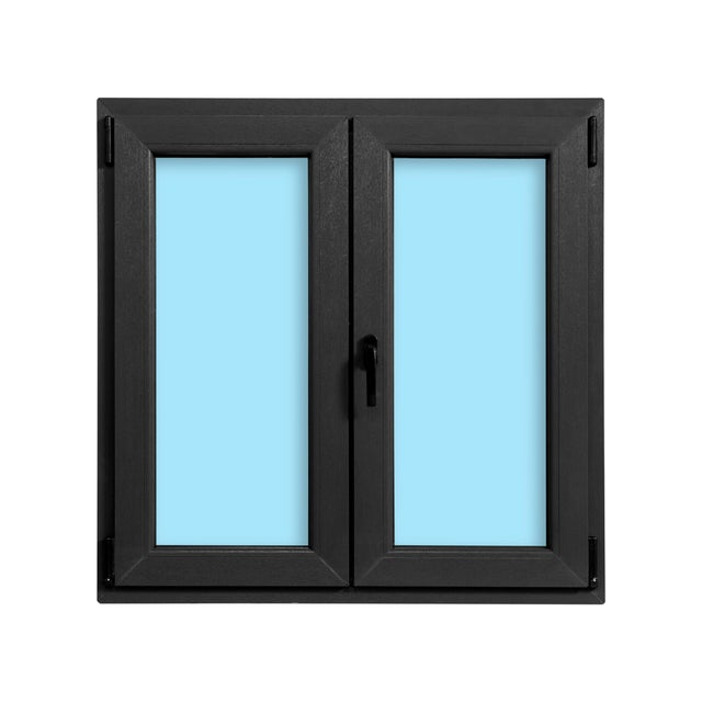 VENTANA PVC  OSCILOBATIENTE GRIS GRAFITO 100X100CM