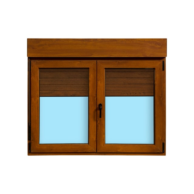 VENTANA PVC OSCILOBATIENTE CON PERSIANA ROBLE 140X118CM