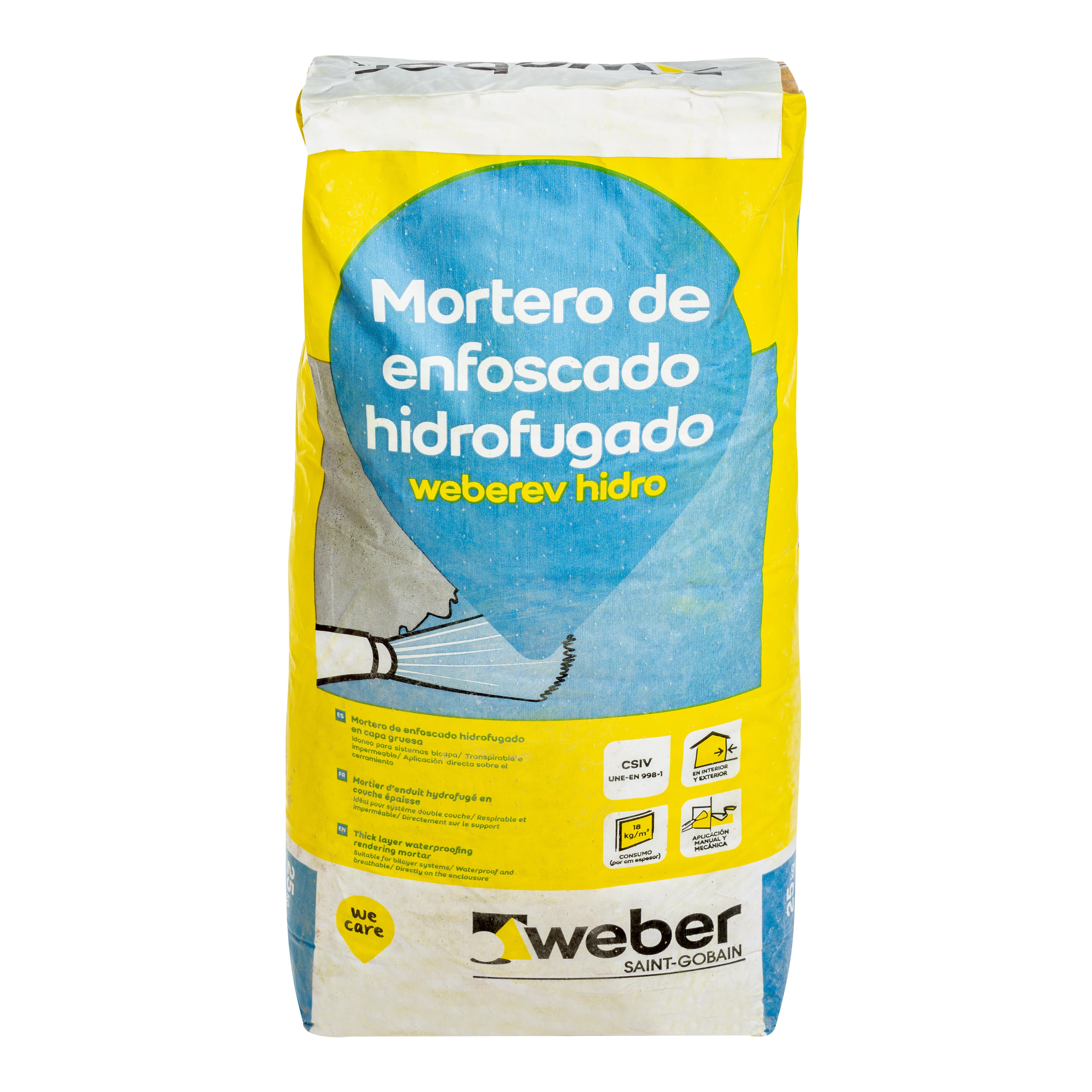 MORTERO DE REVOCO WEBEREV HIDRO 25 KG BLANCO. | Obramat