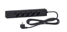 BASE MULTIPLE 5 TOMAS+2 USB CON CABLE 3X1.5MM2 3 METROS NEGRO SCHNEIDER - 1