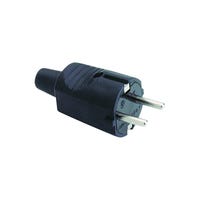 CLAVIJA CAUCHO RECTA   2 POLOS + TOMA TIERRA LATERAL 16A NEGRO - 1