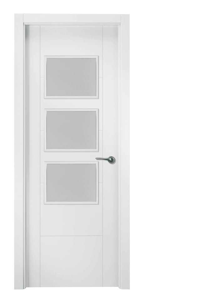 PUERTA INTERIOR EN BLOCK LACADA BLANCA VT6 VIDRIADA 72,5 CM DERECHA