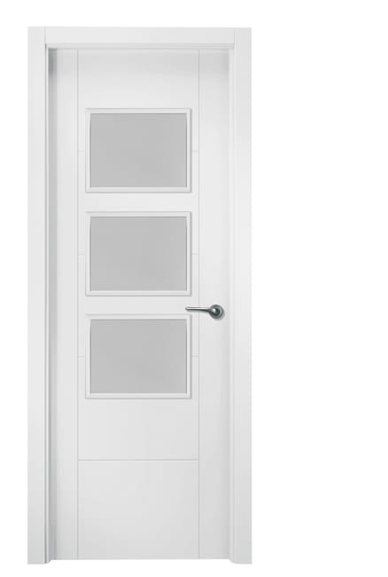 PUERTA INTERIOR EN BLOCK LACADA BLANCA VT6 VIDRIADA 80,5 CM IZQUIERDA - 1