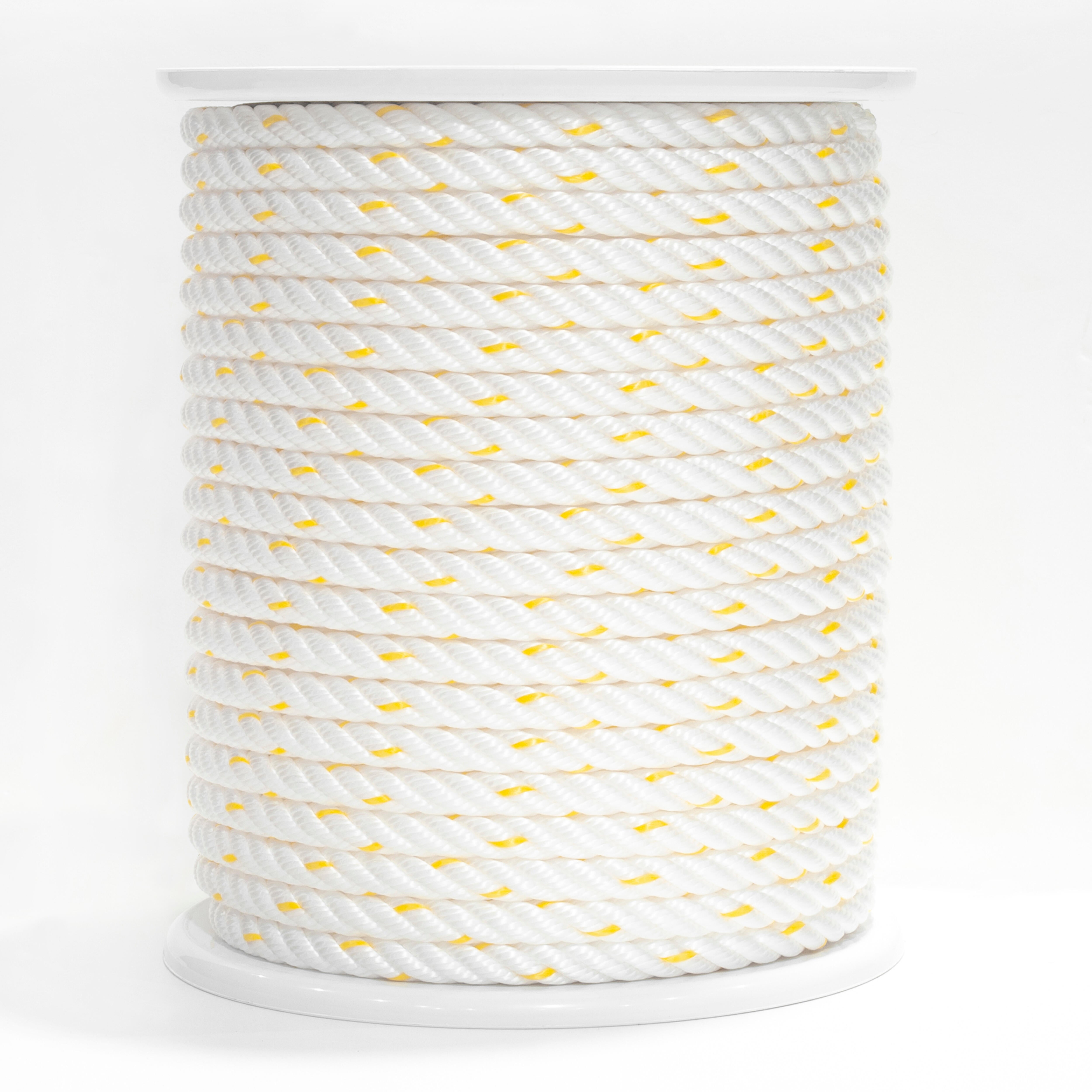 CUERDA POLIPROPILENO CABLEADA 14MM. 1M BLANCO CON PINTAS AMARILLAS ROMBULL - 3