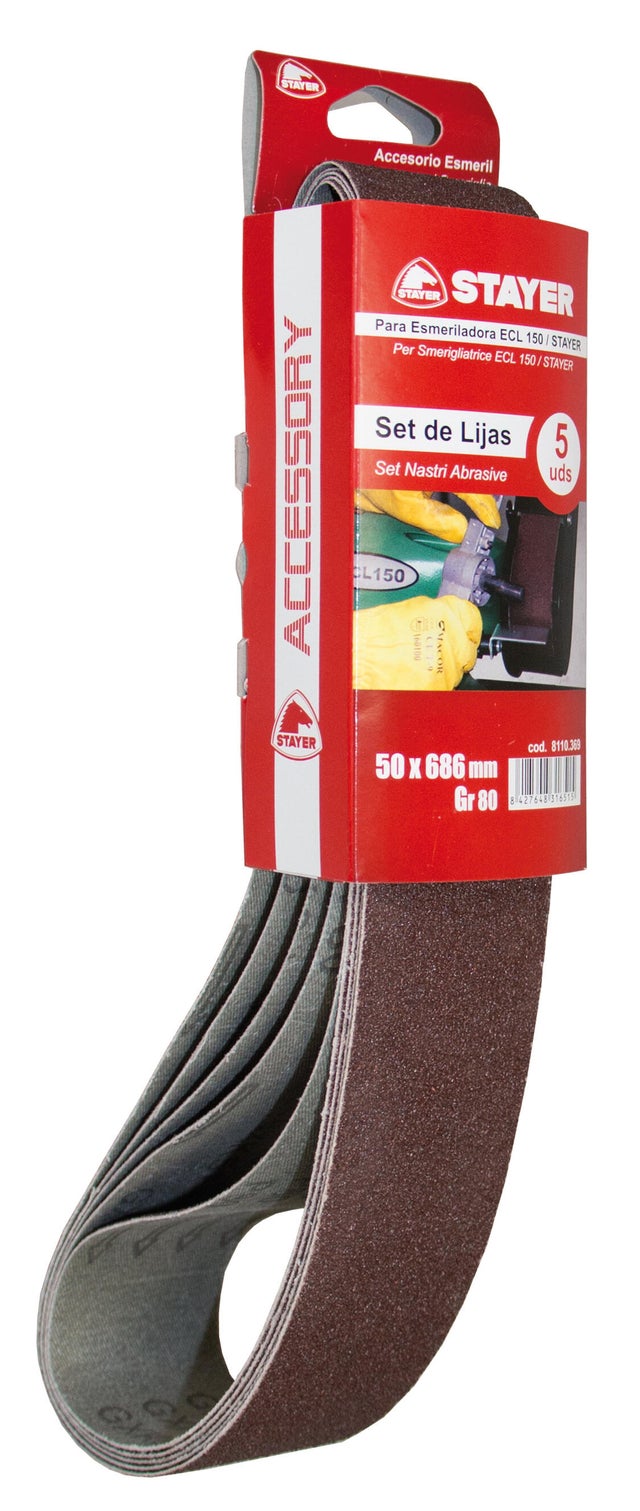 5 BANDAS DE LIJA 50x686 MM STAYER
