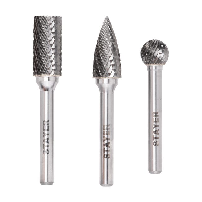 3 FRESAS METAL PARA AMOLADORA RECTA 6MM STAYER - 1