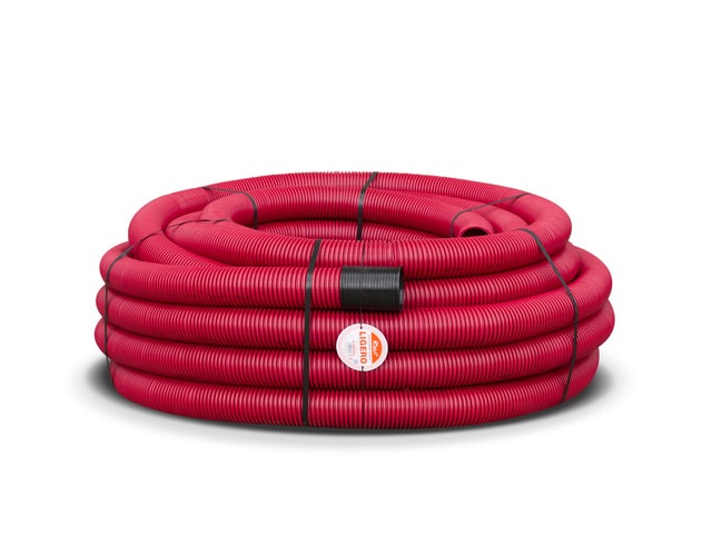 TUBO CORRUGADO DOBLE CAPA LIGERO ROJO 90MM 50M