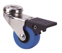 RUEDA CON FRENO EJE PASANTE POLIURETANO  40 MM.  RUEDAS ALEX - 1