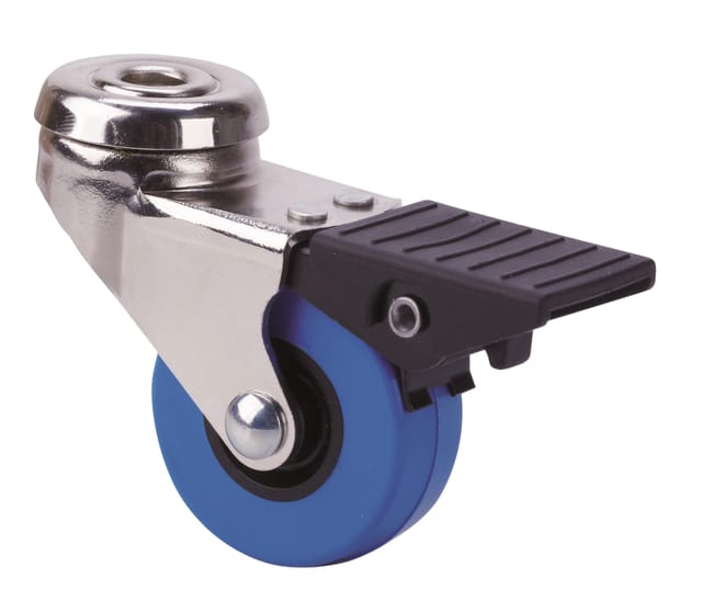 RUEDA CON FRENO EJE PASANTE POLIURETANO  40 MM.  RUEDAS ALEX - 1