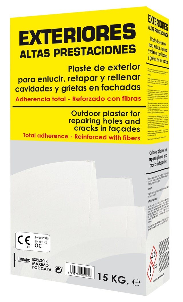PLASTE EN POLVO CAPA GRUESA 15KG EXTERIORES 30 MINUTOS 