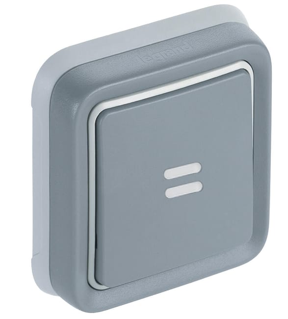 PULSADOR EMPOTRAR CON LUZ SERIE PLEXO GRIS IP55 - 1