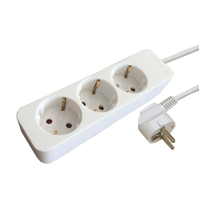 BASE MULTIPLE 3 TOMAS CON CABLE 3X1MM2 1 METRO - 1