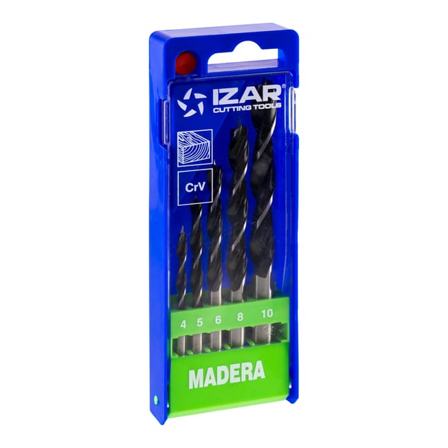 JUEGO BROCAS MADERA 3PUNTAS 4,5,6,8,10MM IZAR - 1