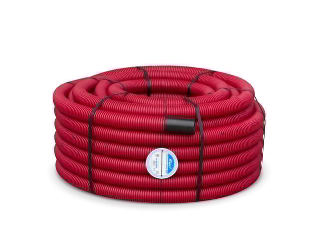 TUBO CORRUGADO DOBLE CAPA ROJO 50MM 50M