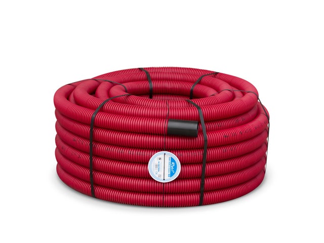 TUBO CORRUGADO DOBLE CAPA ROJO 50MM 50M