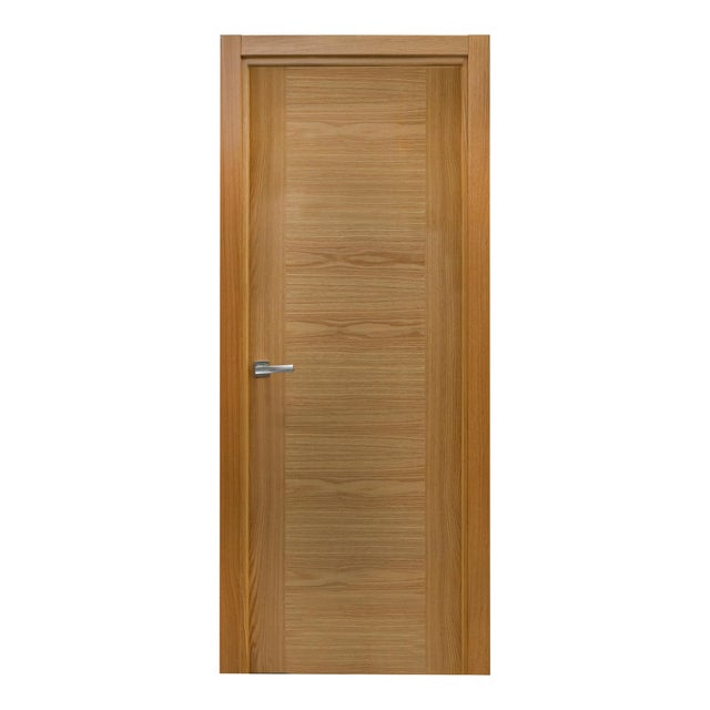 PUERTA INTERIOR EN BLOCK RECHAPADA LISA HORIZONTAL ROBLE 82,5 CM IZQUIERDA