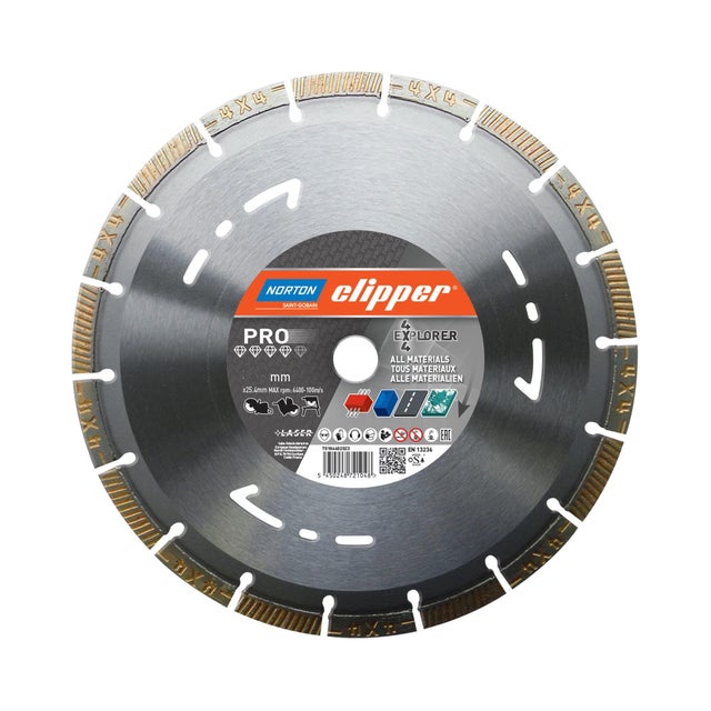 DISCO DE DIAMANTE AMOLADORA CORTE HORMIGÓN SEGMENTADO LÁSER 4X4 EXPLORER 230MM CLIPPER