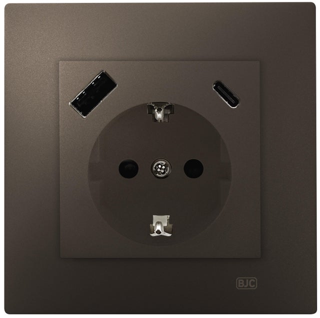 SCHUKO CON USB SERIE VIVA NEGRO
