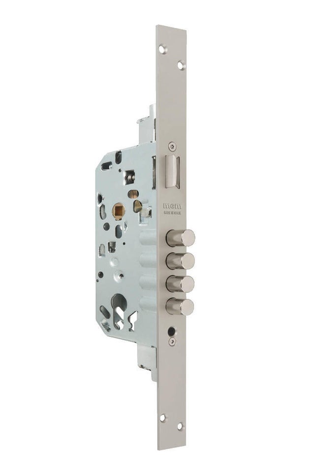 CERRADURA ALTA SEGURIDAD  DE EMBUTIR 1 PUNTO CON FALLEGAS PLATA 701MF DOM-MCM