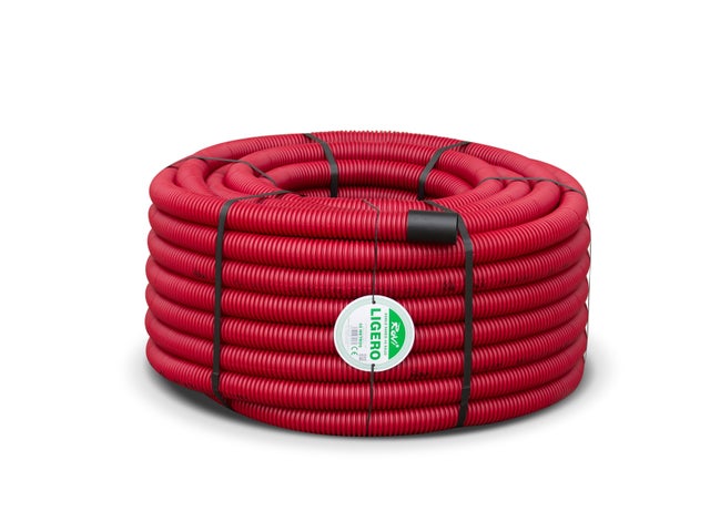 TUBO CORRUGADO DOBLE CAPA LIGERO ROJO 40MM 50M