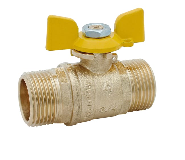 VÁLVULA GAS BUTANO MARIPOSA MACHO - MACHO Ø 1/2