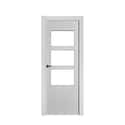 PUERTA INTERIOR EN BLOCK LACADA GRIS LISA VT5 VIDRIADA 82.5 CM IZQUIERDA - 1