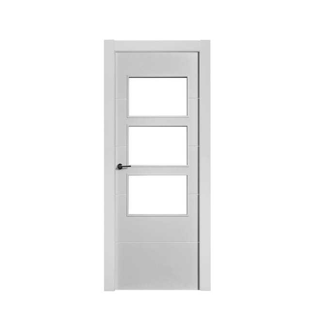PUERTA INTERIOR EN BLOCK LACADA GRIS LISA VT5 VIDRIADA 82.5 CM IZQUIERDA - 1