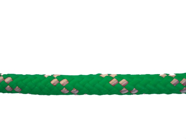 CUERDA POLIESTER TRENZADA CON ALMA 12MM. 1M VERDE CON PINTAS BLANCAS ROMBULL