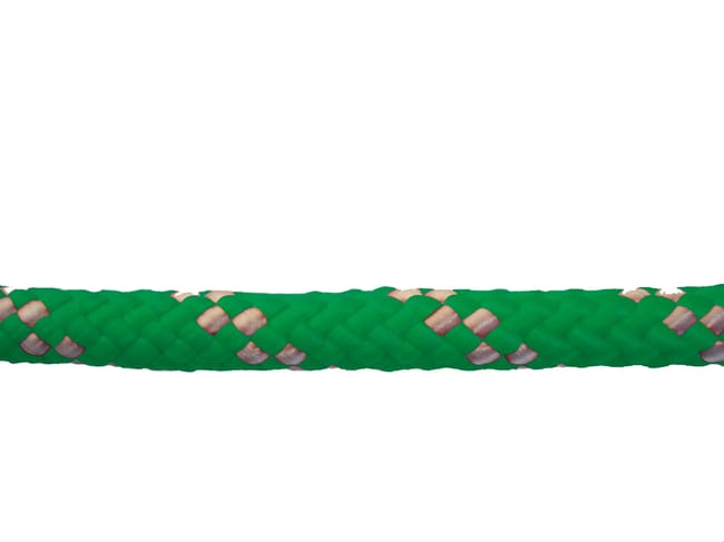 CUERDA POLIESTER TRENZADA CON ALMA 12MM. 1M VERDE CON PINTAS BLANCAS ROMBULL - 1
