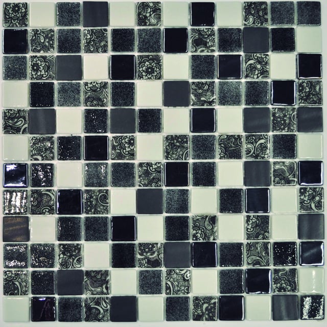 MOSAICO VIDRIO 31 X 31 CM. DECO BLACK WHITE