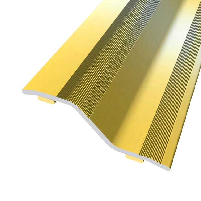 PERFIL TRANSICIÓN SUELO DESNIVEL ADHESIVO ALUMINIO ESTRIADO ORO 90CM - 1