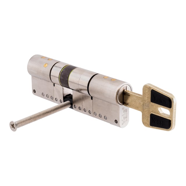 CILINDRO ALTA SEGURIDAD ANTIROTURA Y ANTIBUMPING 30 X 50  MM.  NIQUEL HSK YALE