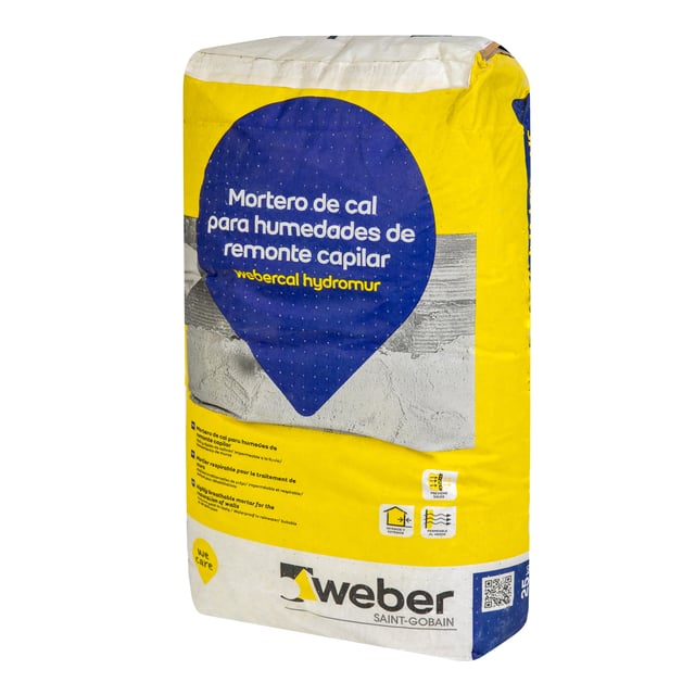 MORTERO TRANSPIRABLE E IMPERMEABLE WEBERCAL HYDROMUR 25 KG